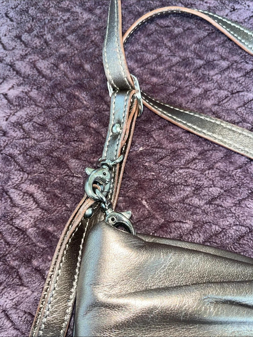 Stefano Bravo Metallic Silver Woven Detail Crossbody Clutch